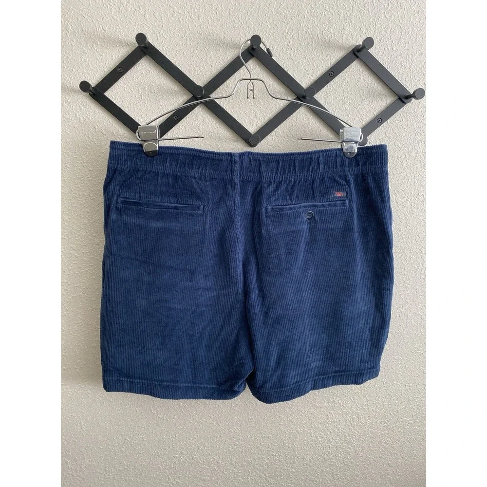 Faherty Drawstring Essential Knit Cord Corduroy Shorts, Navy Mens Size 2XL